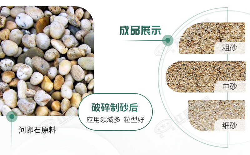 河卵石經(jīng)過(guò)制砂機(jī)加工后規(guī)格多樣 河卵石經(jīng)過(guò)制砂機(jī)加工后規(guī)格多樣